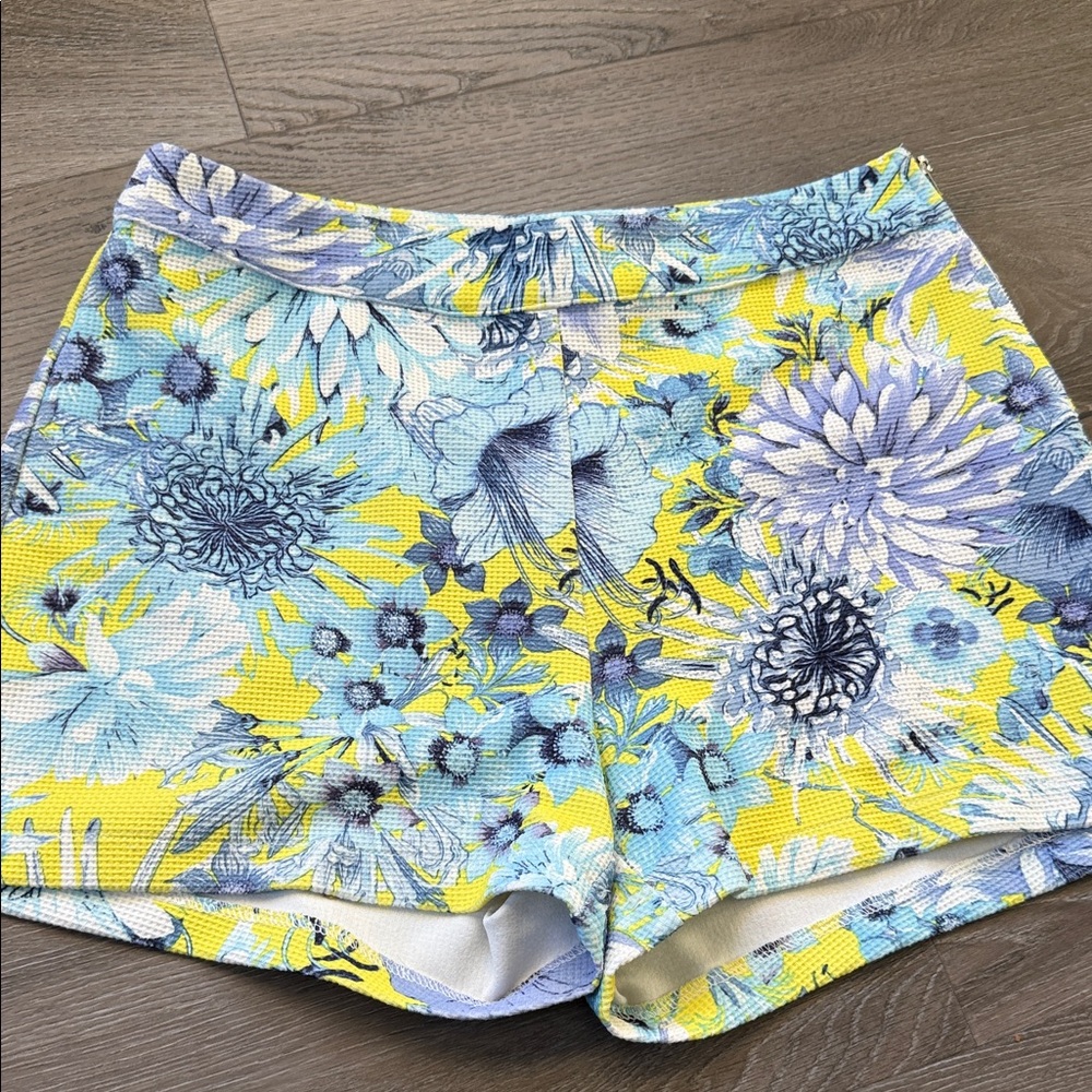 Lucy Paris Yellow Floral Shorts with Blue Print